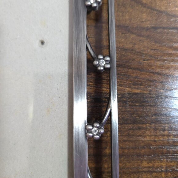 Vintage Metal Floral Pattern Frame 5"x7" Silver Rhinestones By Elsal - Picture 7 of 11